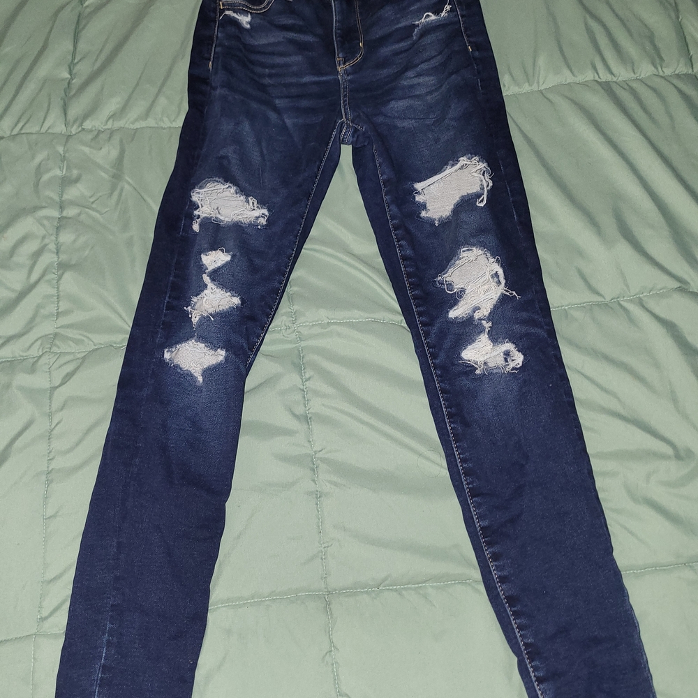 Distressed Blue Jeans